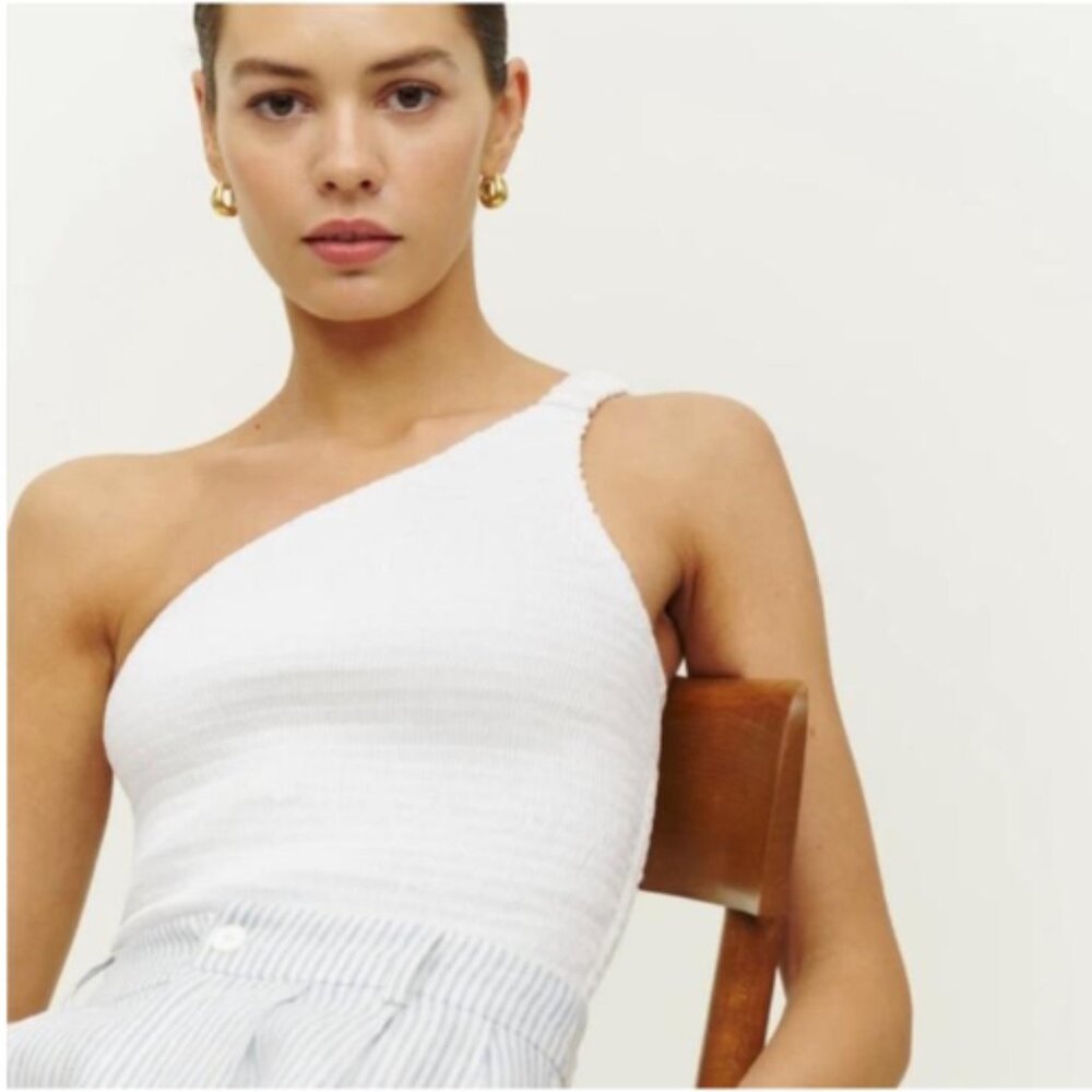 Reformation Holly White Linen Top